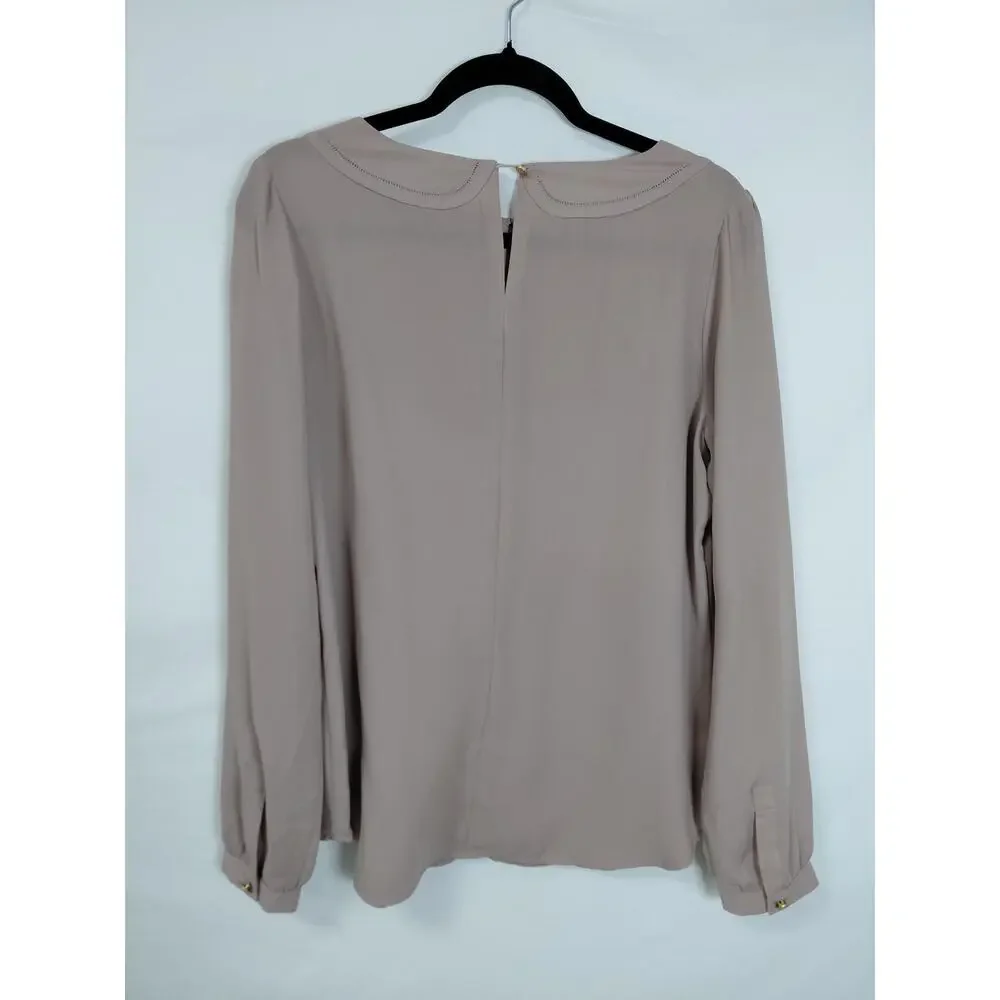 Loft Pink Collared Chiffon Lightweight Button Blouse Women Size S